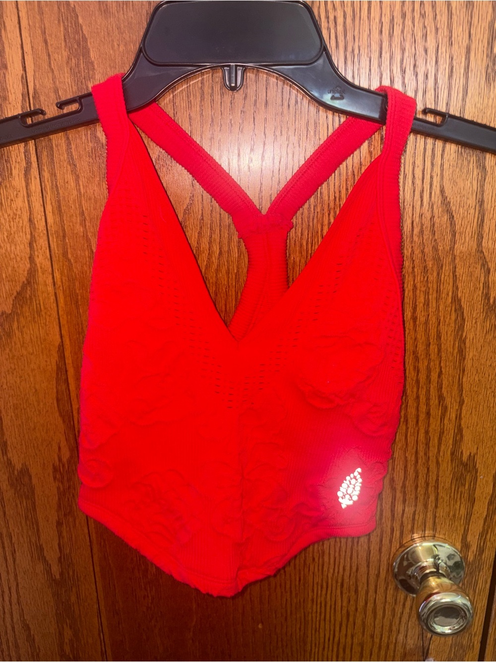 Free People Red Knit V-Neck Tank Top